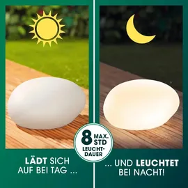 EasyMaxx Solarleuchte Stein 3,7 V inkl. Erdspieß Dämmerungssensor weiß