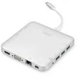 Digitus Assmann USB 3.1 Gen 2 Type-C Silber Notebook-Dockingstation & Portreplikator Universal Docking Station Type C MicroSD SD/MMC VGA HDMI Alu silber