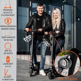 Scoot One faltbarer E-Scooter aus Luftfahrtaluminium mit Straßenzulassung, Pannenschutz und Sicherheitsschloss (max. 20km/h, Lange Reichweite, - schwarz