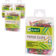 D.RECT Büroklammern 28mm, farbig sortiert, kunststoffüberzogen, 100 Stück