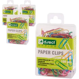D.RECT Büroklammern 28mm, farbig sortiert, kunststoffüberzogen, 100 Stück