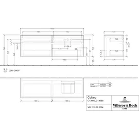 Villeroy & Boch Waschbeckenunterschrank Collaro 160 x 54,8 x 50 cm Eiche
