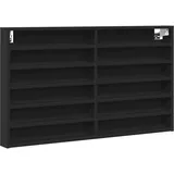 vidaXL Vitrinenschrank, Sammlervitrine 12 Ablagen, Hängevitrine Wandregal für Wohnzimmer, Glasvitrine Wandvitrine Hängeregal, Schwarz Holzwerkstoff