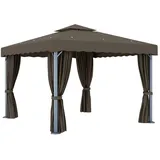 vidaXL Pavillon mit Vorhängen 3 x 3 m taupe
