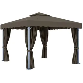 vidaXL Pavillon mit Vorhängen 3 x 3 m taupe