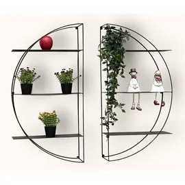 DanDiBo Ambiente Wandregal Metall Schwarz Rund 96460 Wandmontage 80 cm Modern Wand Wandhalter Regal Wanddeko