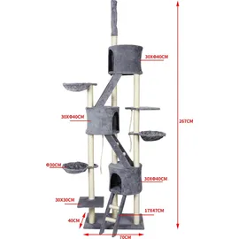 Wiltec Kratzbaum deckenhoch 233-270 cm hellgrau