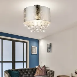 ETC Shop Kristallleuchte 1x E27 Blattsilber Metall 30x31 cm