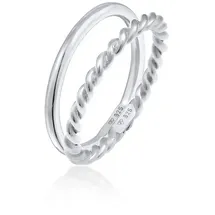 Elli Elli Ring Basic Twisted 2er Set 925 Silber Ringe Damen