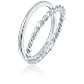 Elli Elli Ring Basic Twisted 2er Set 925 Silber Ringe Damen