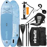 VirtuFit Supboard Cruiser 305 - Azurblau - Mit Kajak-Sitz, Zubehör und Tragetasche - Paddle Board - Paddle Set