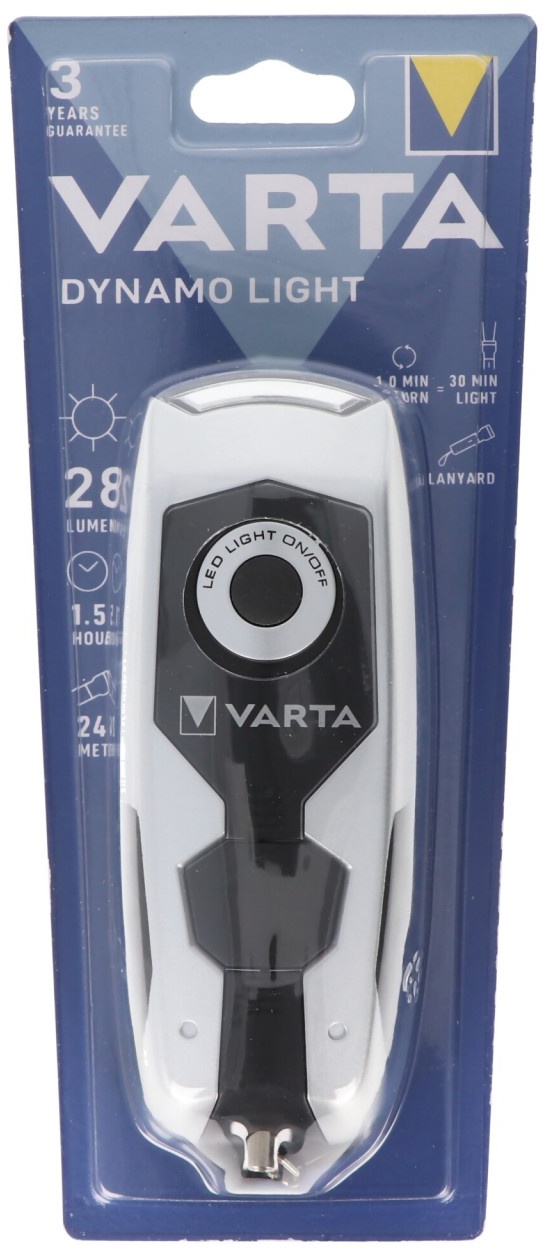 Varta LED Taschenlampe Power Line, Dynamo Light 28 Lumen, dynamobetrieben inklusive Li-Ionen Akku