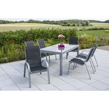 Merxx Amalfi Set 7-tlg. Tisch 200 x 90 cm inkl. Stapelsessel schwarz