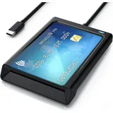 CSL Chipkartenleser USB C Smart Card Reader, NFC, SIM Kartenlesegerät, kompatibel mit Mac OS X, Win 11 (USB), Speicherkartenlesegerät, Schwarz