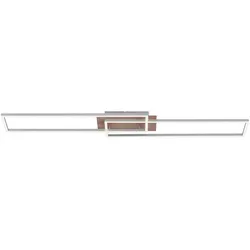 LED-Deckenleuchte, 110x25cm, Fernbedienung, dimmbar, Holzdekor, CCT Farbmanagement,