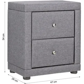 Homestyle4u Nachttisch 2er Set Nachtschrank Grau Stoff