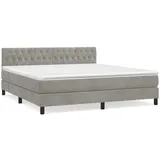 vidaXL Boxspringbett mit Matratze Hellgrau 180x200 cm Samt