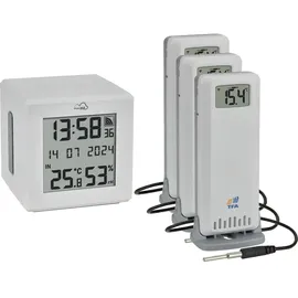 TFA Dostmann TFA.me Starter Set WLAN Gateway ID-01 mit 3 Sendern ID-A3 Funk-Thermometer digital Weiß