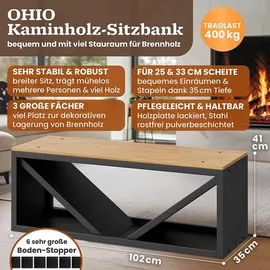 Black Oak Kaminholzbank Ohio Holz 102 x 41 x 35 cm Schwarz
