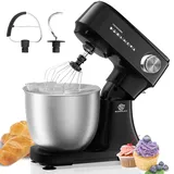 SUPERLEX Küchenmaschine 3 in 1 Teigmaschine Klein 800W mit 4,5L Edelstahlschüssel 10 Geschwindigkeiten Knetmaschine Mixer Kitchen Aid mit Knethaken Rührbesen Schneebesen Spritzschutz für Brotteig Teig
