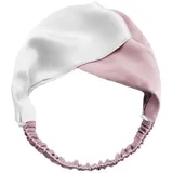 Yurosiay Seide Stirnbänder für Frauen Elastisch Haarbänder 100% Maulbeerseide Haarschmuck Headwraps Stilvoll Kopfwickel Kopftuch für Make-up Duschen Yoga Sport,Colour-Blocking Rosa+Weiß