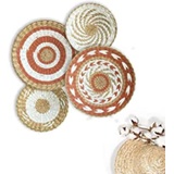 4pcs Boho Wandkorb Dekor Natürliches Seegras Rattan Weidenkorb Wanddekoration Set Perfekt Für Jedes Zuhause, Handgewebte Körbe,Ergänzende Tischsets, Aufbewahrungszubehör