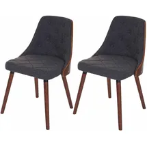 MCW Esszimmerstuhl A75 Textil grau Walnuss-Optik 2er Set