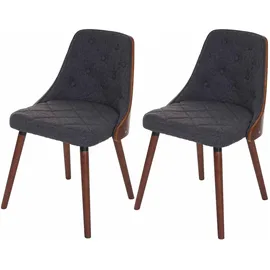 MCW Esszimmerstuhl A75 Textil grau Walnuss-Optik 2er Set