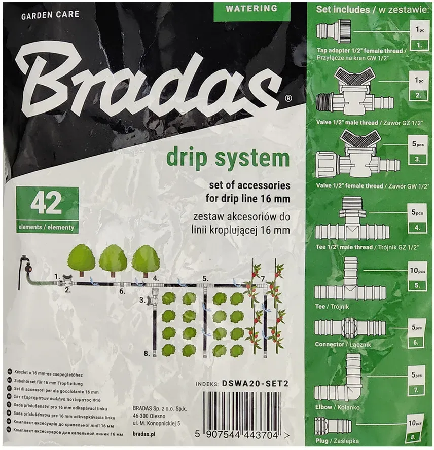 Zubehörset Zubehör für Tropfleitungen BRADAS 16mm DRIP SYSTEM 3704