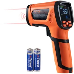 VEVOR Infrarot Thermometer IR 50:1 Pyrometer -40°C bis 1500°C Laser Temperaturmesser 180x120x60mm Temperaturmessgerät Nicht Menschliches Körperthermometer für Kochen/Barbecue/Gefrierschrank/Industrie
