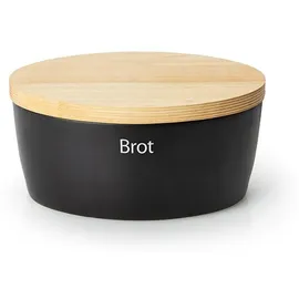 Continenta Brottopf mit Holzdeckel oval 36 cm matt schwarz