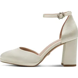 TAMARIS Damen Pumps mit Blockabsatz, weiß, 40 EU