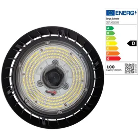 berger + schröter gmbh Berger & Schröter | LED Strahler UFO High Bay Light Hallenstrahler 100 W, Energieeffizienzklasse D, 12000 Lumen, 6000 K Weißlicht, Bewegungssensor