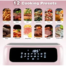 LLIVEKIT Heißluftfritteuse 1800 rosa