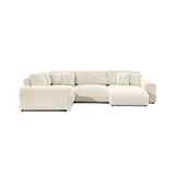 S-Style Wohnlandschaft Plüschcord XXL 3-Sitzer Beige
