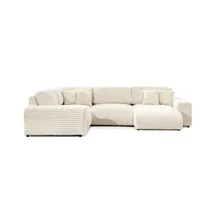 S-Style Wohnlandschaft Plüschcord XXL 3-Sitzer Beige