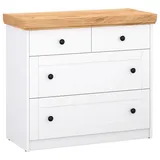 Homestyle4u 2228 Kommode Sideboard Eiche Matt Weiß Holz Massiv Schrank Mit Schubladen Highboard Anrichte