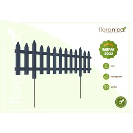 Pemicont Floranica Steckzaun Gartenzaun Kiefer 1 stk 30 x 100 cm Anthrazit Metallstäben Begrenzungszaun Dekorative Beeteinfassung Beetumrandung - Grau