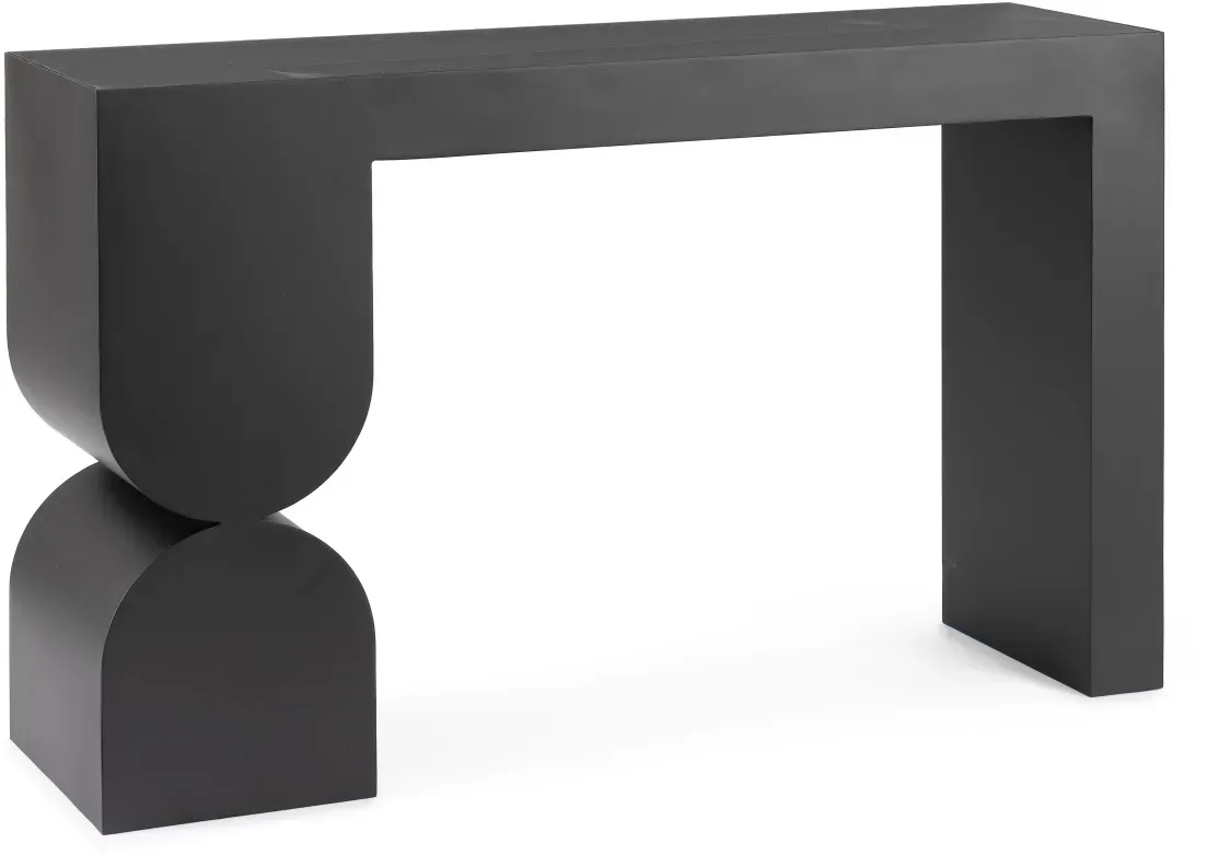 Konsole Archie aus Metall und Glas, modern, schwarz, 120 cm breit, pflegeleicht