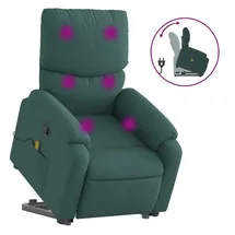 vidaXL Massagesessel mit Aufstehhilfe Dunkelgrün Stoff 99 x 99 x 99 cm Grün