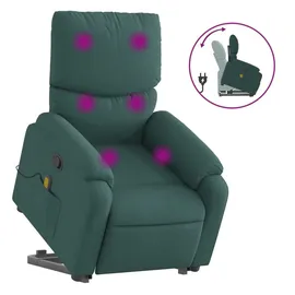 vidaXL Massagesessel mit Aufstehhilfe Dunkelgrün Stoff 99 x 99 x 99 cm Grün