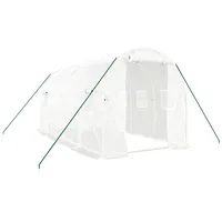 vidaXL Gewächshaus Stahl Weiß Blankglas 8 mm 8 m2