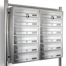 BITUXX Edelstahl Doppel Briefkastenanlage Silber