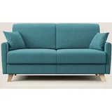 divani.store Edgar Schlafsofa, Stoff, Hellblau, 160 cm (Mat. 120 x 197)