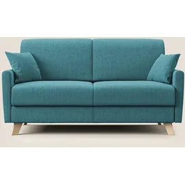 divani.store Edgar Schlafsofa, Stoff, Hellblau, 160 cm (Mat. 120 x 197)