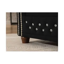 S-Style Chesterfield Polstergarnitur Samt 3-Sitzer + 2-Sitzer Schwarz