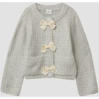 s.Oliver Glitzer-Strickjacke mit Schleifen und Druckknöpfen - grau - 116/122