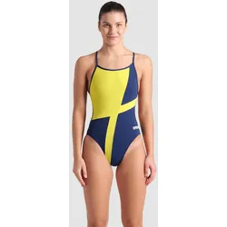 Badeanzug Damen arena Diamond Lace-Back - Navy-yellow - 36