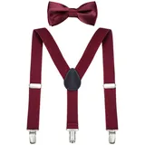 DonDon Hosenträger DonDon Jungen Hosenträger Fliegen Set für Kinder (2er Set, 2-St., Hosenträger mit farblich passender Fliege) 2er Set, schmaler Hosenträger Y-Form, farblich passende Fliege rot
