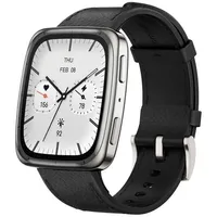 Amazfit Active 2 Square Silber (Schwarzes Lederband)